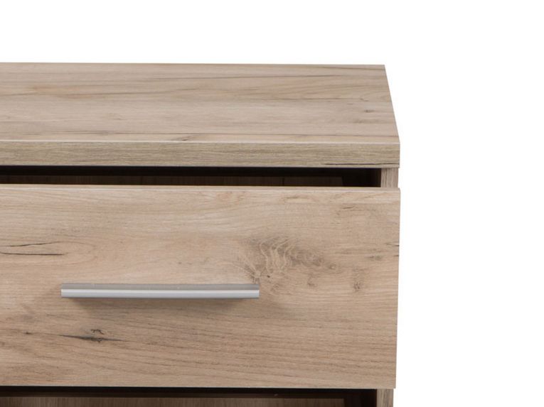 Comodino Marrone Noce Grigio 2 Cassetti un Ripiano 44.5x33.5x43h cm, Apertura Scorrevole - Colliano