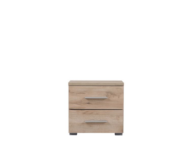 Comodino Marrone Noce Grigio 2 Cassetti un Ripiano 44.5x33.5x43h cm, Apertura Scorrevole - Colliano