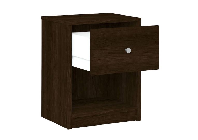 Comodino Marrone Noce un Cassetto Apertura Scorrevole 37.9x30.1x48.4h cm, Chiusura Scorrevole