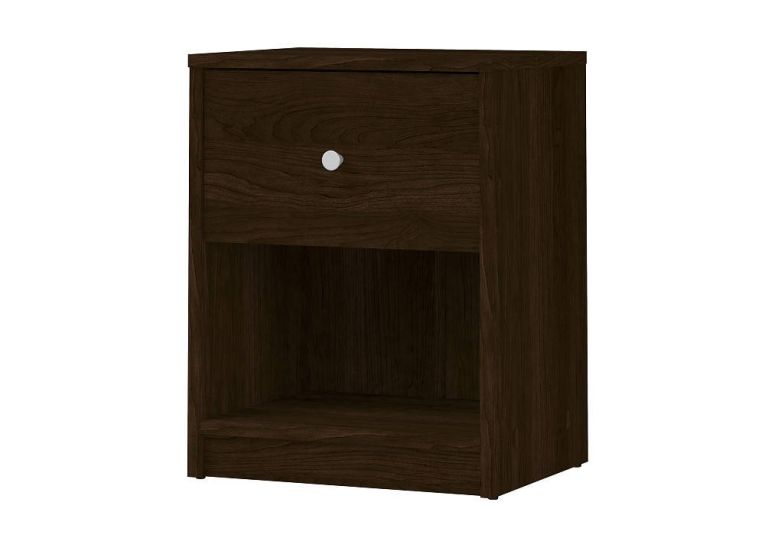 Comodino Marrone Noce un Cassetto Apertura Scorrevole 37.9x30.1x48.4h cm, Chiusura Scorrevole