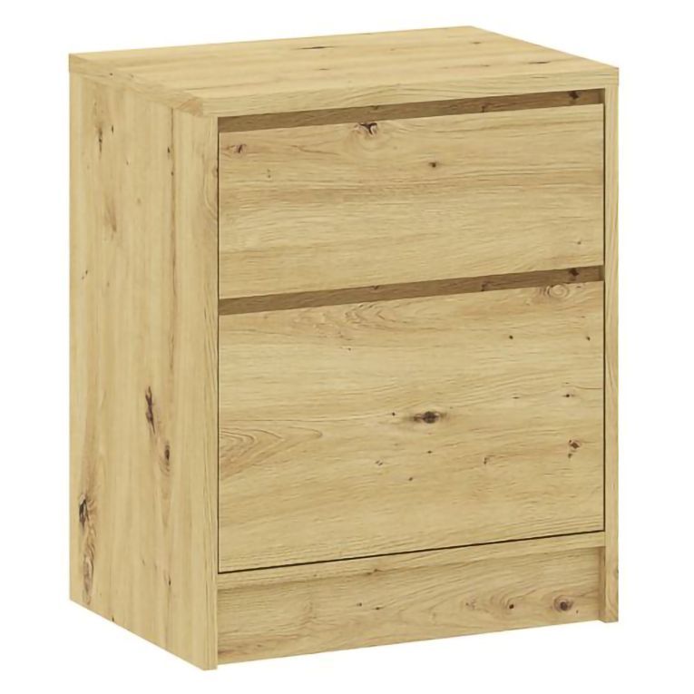 Comodino Marrone Rovere 2 Cassetti Apertura Scorrevole 50x40x63h cm, Chiusura Scorrevole - Lelimoni