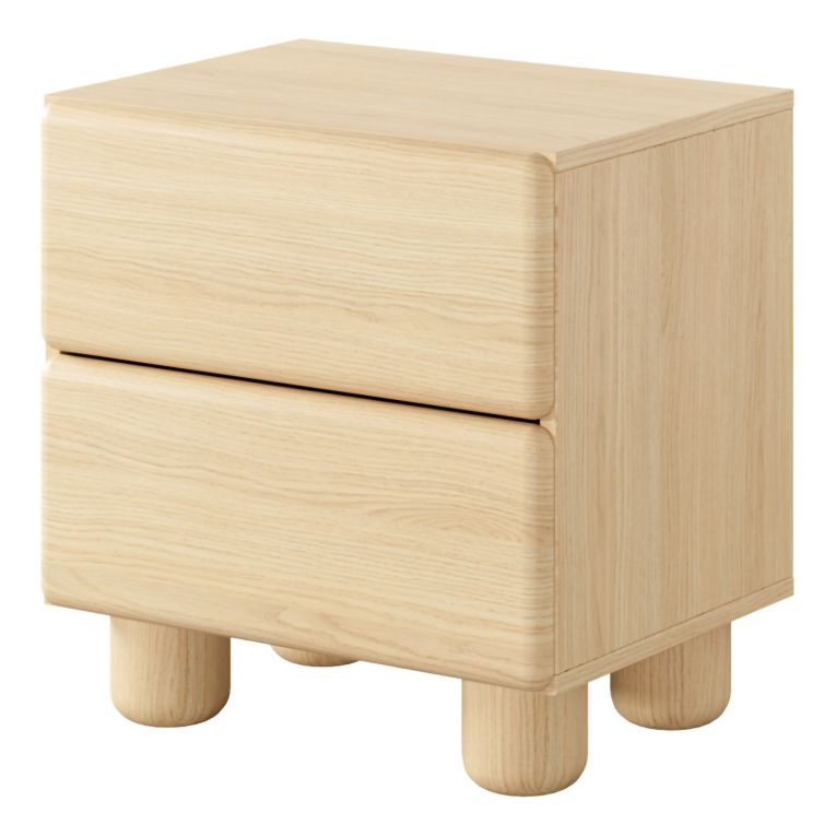 Comodino Marrone Rovere 2 Cassetti un Ripiano 50x38x52h cm, Apertura Scorrevole - Hani