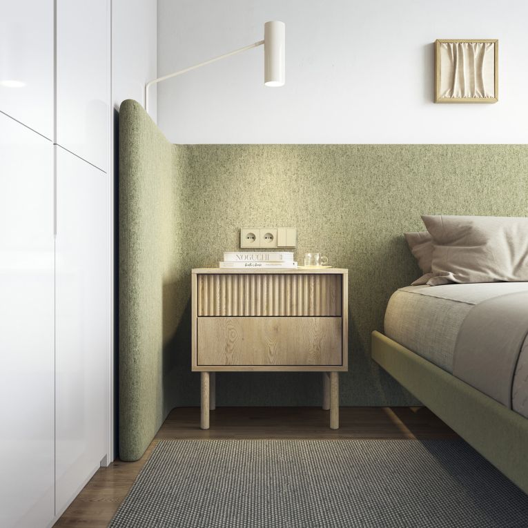 Comodino Marrone Rovere 2 Cassetti un Ripiano 54x40x55h cm, Apertura Scorrevole - Gase