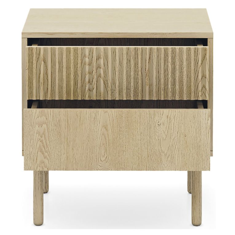 Comodino Marrone Rovere 2 Cassetti un Ripiano 54x40x55h cm, Apertura Scorrevole - Gase