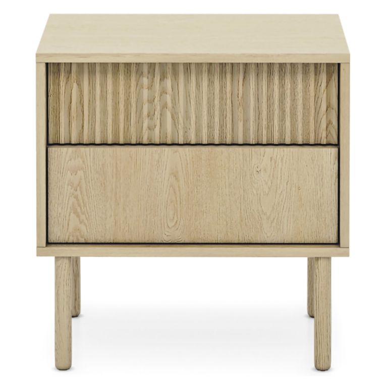 Comodino Marrone Rovere 2 Cassetti un Ripiano 54x40x55h cm, Apertura Scorrevole - Gase
