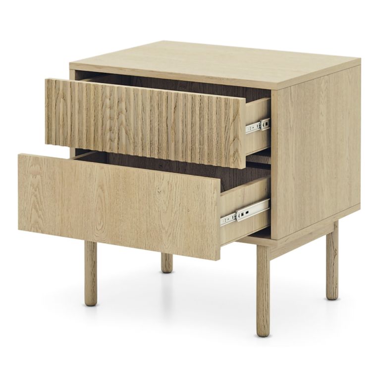 Comodino Marrone Rovere 2 Cassetti un Ripiano 54x40x55h cm, Apertura Scorrevole - Gase