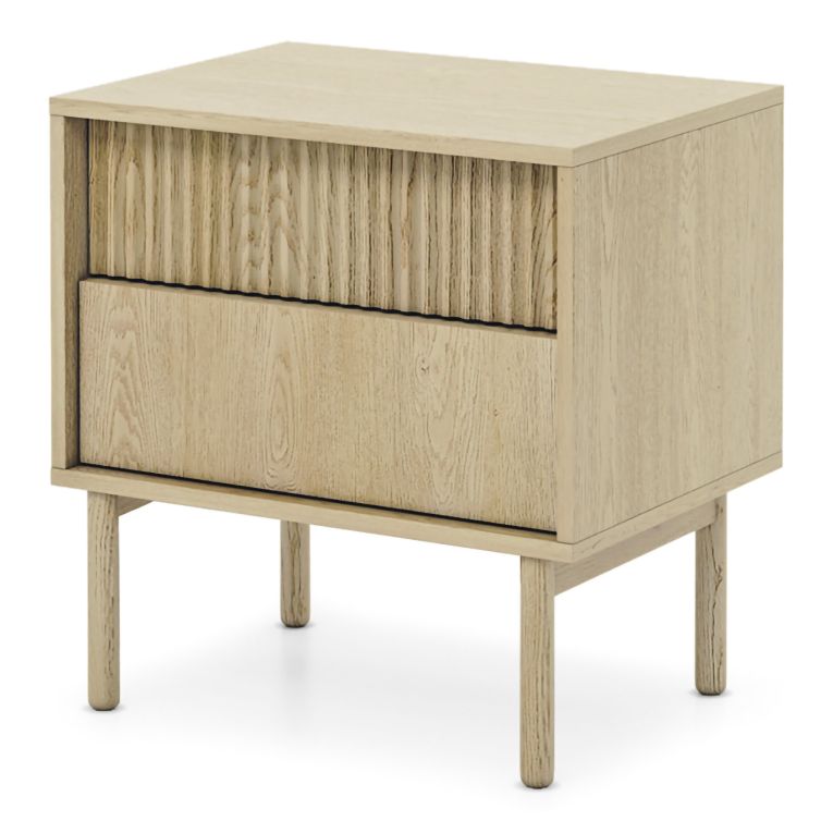 Comodino Marrone Rovere 2 Cassetti un Ripiano 54x40x55h cm, Apertura Scorrevole - Gase