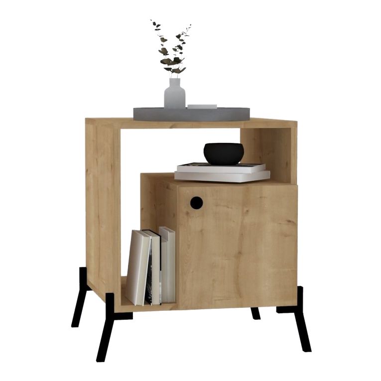 Comodino Marrone Rovere 2 Ripiani Apertura Battente 50x61x50h cm, Un'anta - Palosco