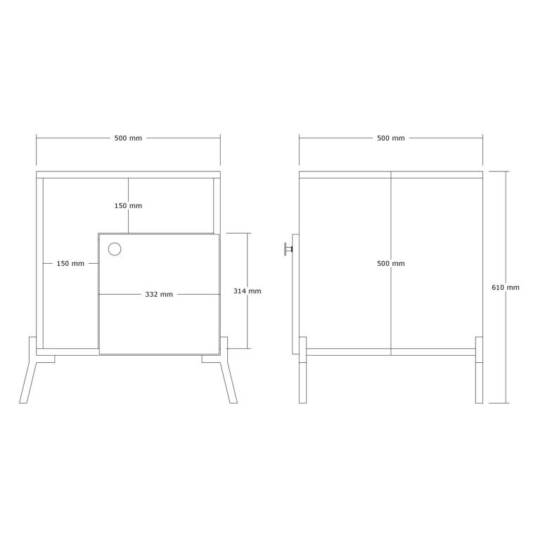 Comodino Marrone Rovere 2 Ripiani Apertura Battente 50x61x50h cm, Un'anta - Palosco