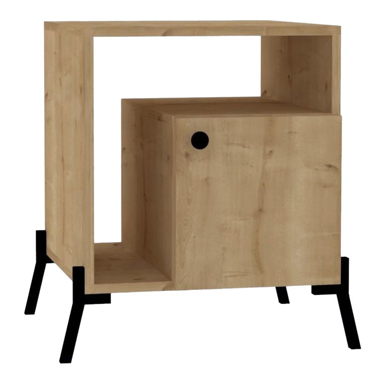 Comodino Marrone Rovere 2 Ripiani Apertura Battente 50x61x50h cm, Un'anta - Palosco