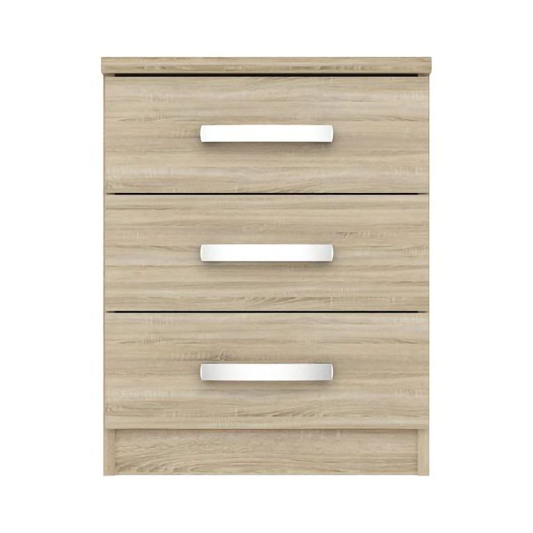 Comodino Marrone Rovere 3 Cassetti Apertura Scorrevole 46x43x59h cm, Chiusura Scorrevole - Lebale