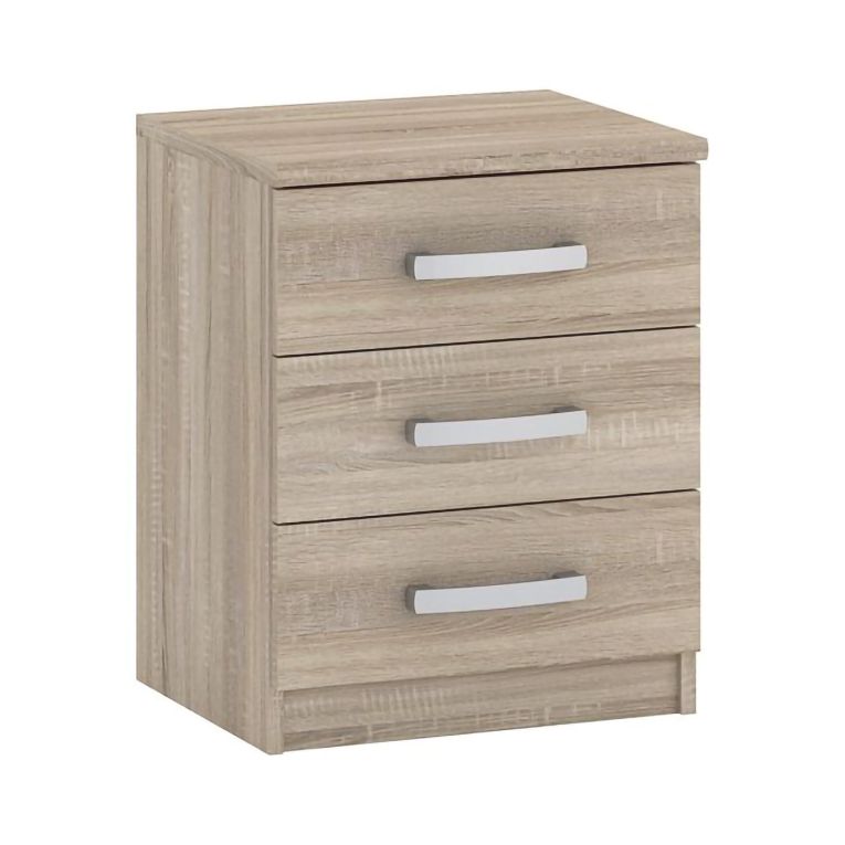 Comodino Marrone Rovere 3 Cassetti Apertura Scorrevole 46x43x59h cm, Chiusura Scorrevole - Lebale