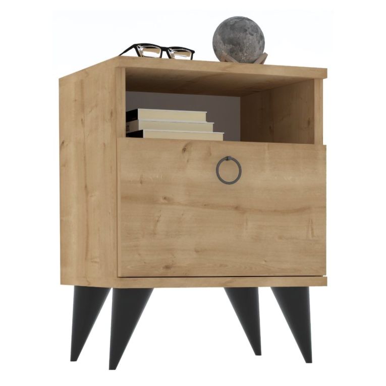 Comodino Marrone Rovere Apertura Battente Un'anta 40x40x50h cm, Chiusura Battente - Maenza