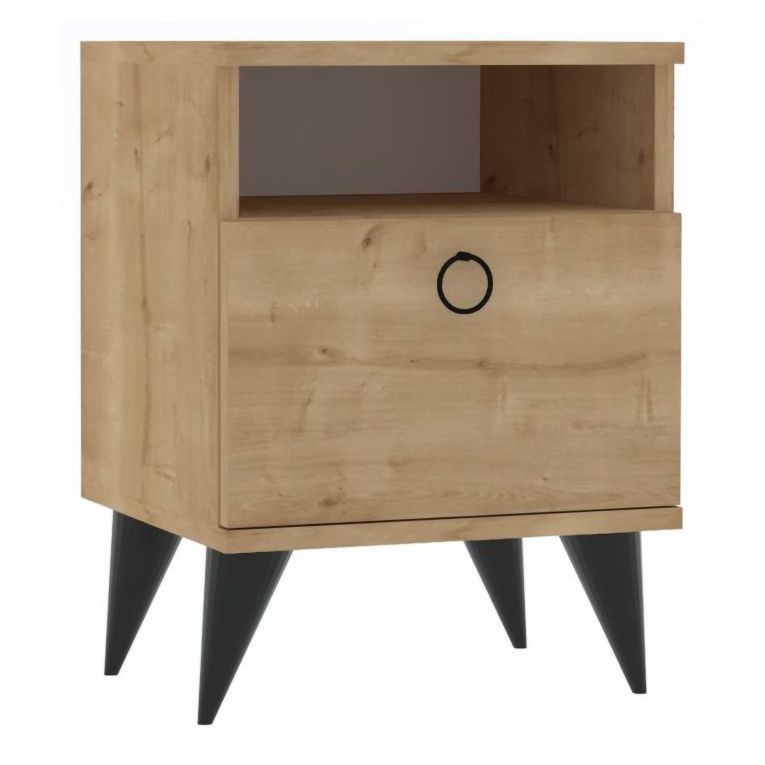 Comodino Marrone Rovere Apertura Battente Un'anta 40x40x50h cm, Chiusura Battente - Maenza