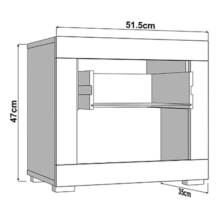 Comodino Marrone Rovere Bianco Opaco un Cassetto 2 Ripiani 52x35x47h cm, Apertura Scorrevole - Varkal
