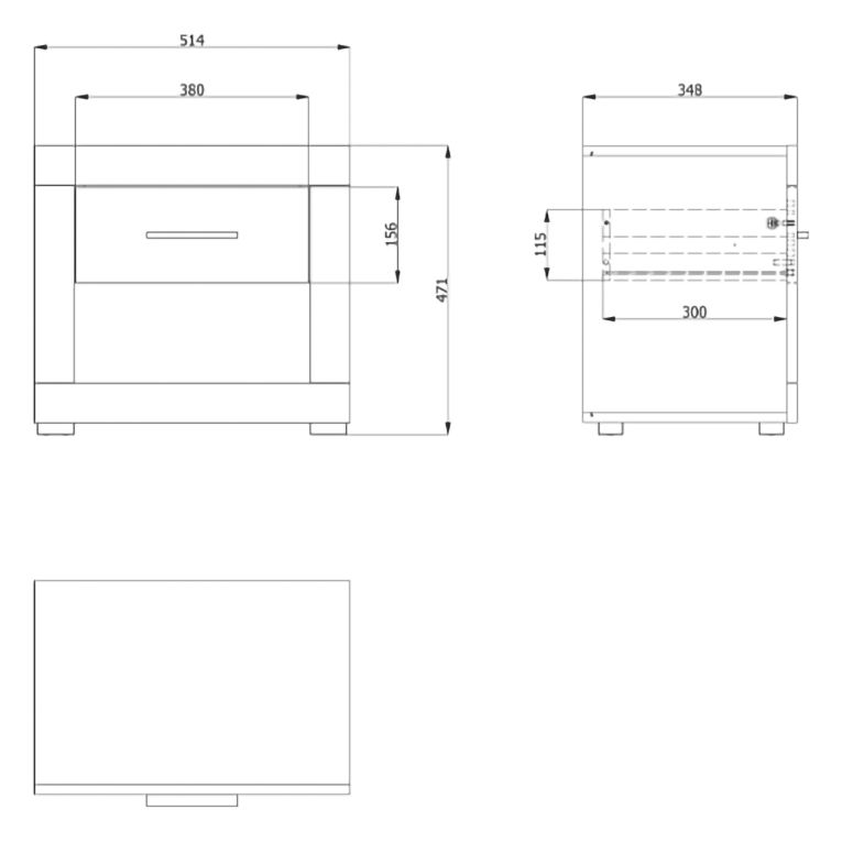 Comodino Marrone Rovere Bianco Opaco un Cassetto 2 Ripiani 52x35x47h cm, Apertura Scorrevole - Varkal