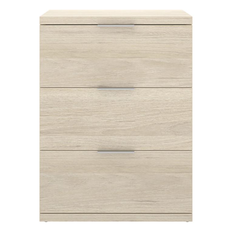 Comodino Marrone Rovere Grigio 3 Cassetti un Ripiano 34x42x57h cm, Piedini abs Antirumore e Antigraffio - Blythe