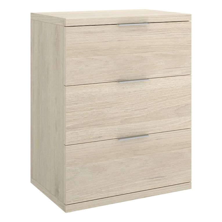 Comodino Marrone Rovere Grigio 3 Cassetti un Ripiano 34x42x57h cm, Piedini abs Antirumore e Antigraffio - Sturgis