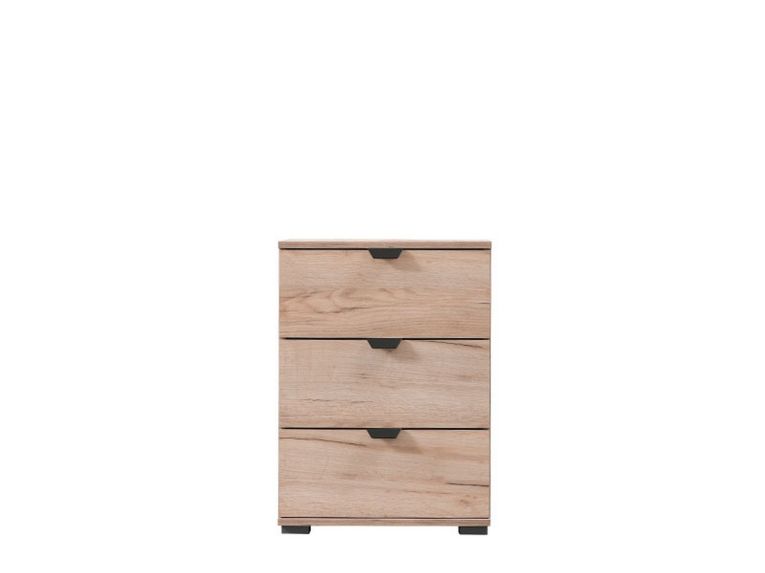 Comodino Marrone Rovere Grigio Nero 3 Cassetti un Ripiano 45x40x63h cm, Apertura Scorrevole - Talana