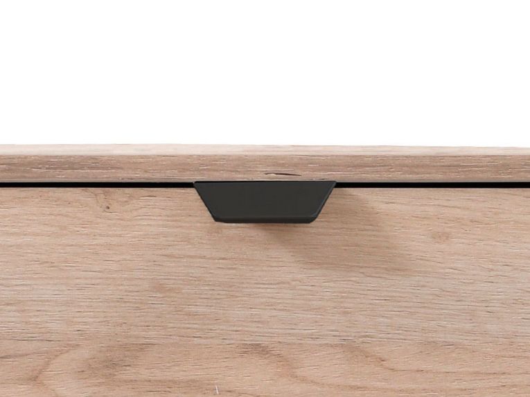 Comodino Marrone Rovere Grigio Nero 3 Cassetti un Ripiano 45x40x63h cm, Apertura Scorrevole - Talana