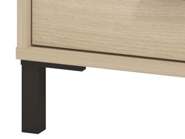 Comodino Marrone Rovere Nero 2 Cassetti un Ripiano 48x40x52h cm, Apertura Scorrevole - Piea