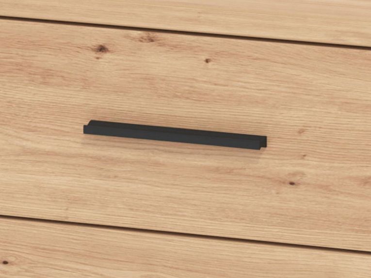 Comodino Marrone Rovere Nodi Nero 2 Cassetti un Ripiano 44.5x33.5x43h cm, Apertura Scorrevole - Uzzano