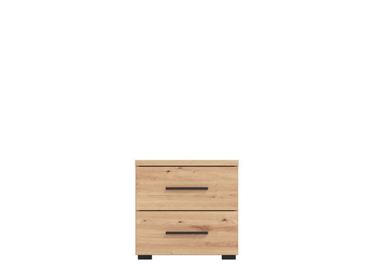 Comodino Marrone Rovere Nodi Nero 2 Cassetti un Ripiano 44.5x33.5x43h cm, Apertura Scorrevole - Uzzano