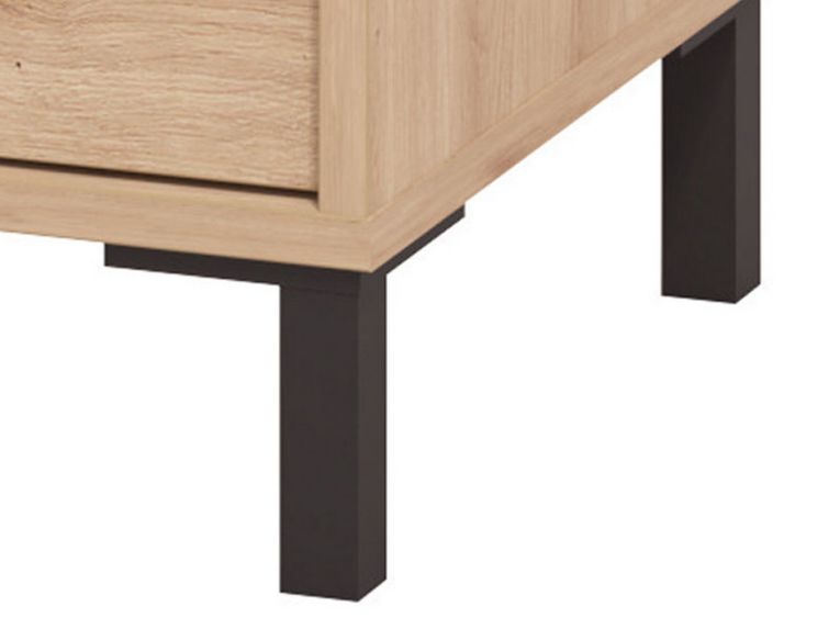 Comodino Marrone Rovere Nodi Nero 2 Cassetti un Ripiano 48x40x52h cm, Apertura Scorrevole - Clanezzo