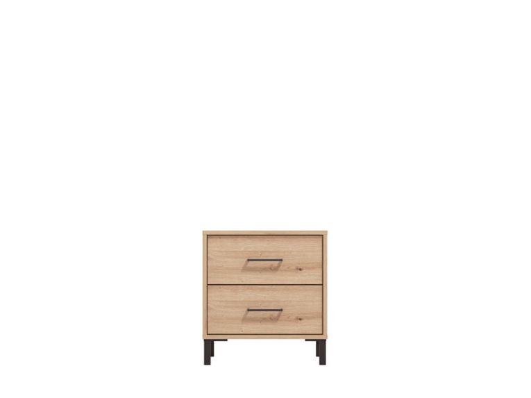 Comodino Marrone Rovere Nodi Nero 2 Cassetti un Ripiano 48x40x52h cm, Apertura Scorrevole - Clanezzo