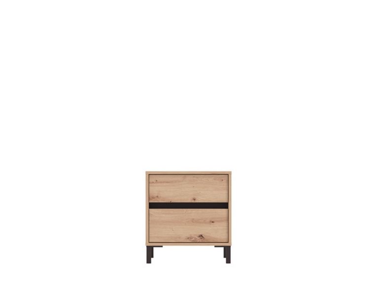 Comodino Marrone Rovere Nodi Nero 2 Cassetti un Ripiano 48x40x55h cm, Apertura Scorrevole - Combatte