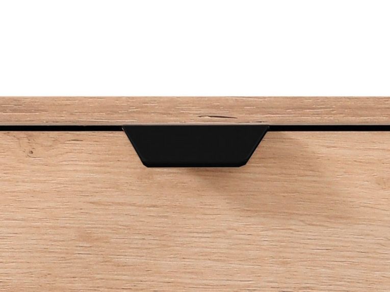 Comodino Marrone Rovere Nodi Nero 3 Cassetti un Ripiano 45x40x63h cm, Apertura Scorrevole - Talana