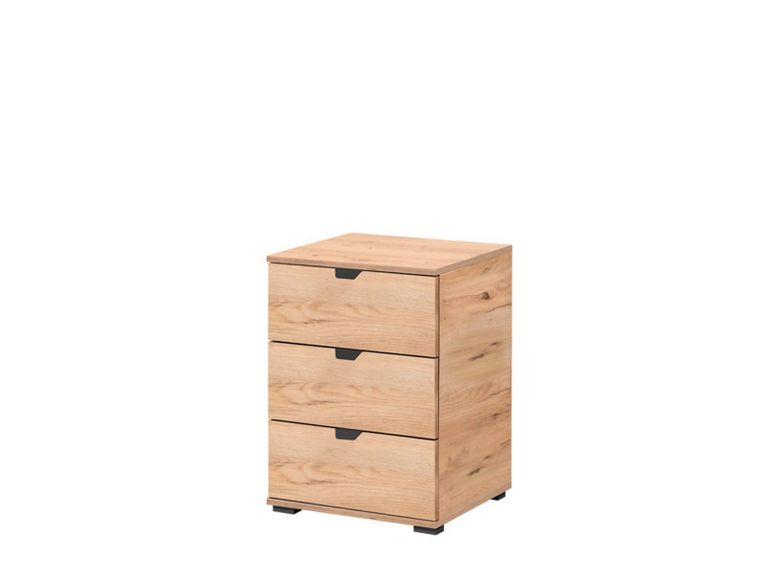 Comodino Marrone Rovere Nodi Nero 3 Cassetti un Ripiano 45x40x63h cm, Apertura Scorrevole - Talana
