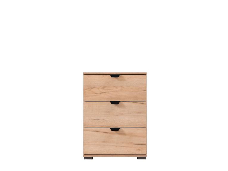 Comodino Marrone Rovere Nodi Nero 3 Cassetti un Ripiano 45x40x63h cm, Apertura Scorrevole - Talana