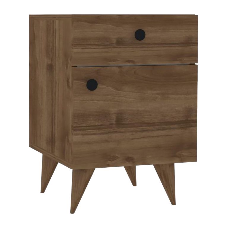 Comodino Marrone Rovere un Cassetto Un'anta 40x44x60h cm, Apertura Scorrevole e Battente - Niardo