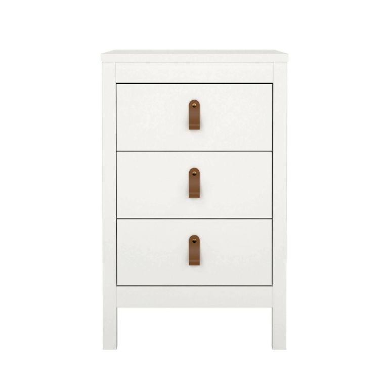 Comodino Mirabelle, Comò basso, Tavolino da notte, Mensola da letto, 38x44 h70 cm, Bianco