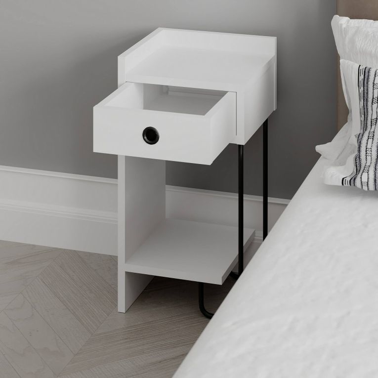 Comodino moderno bianco 32x30x61h cm - Cedro