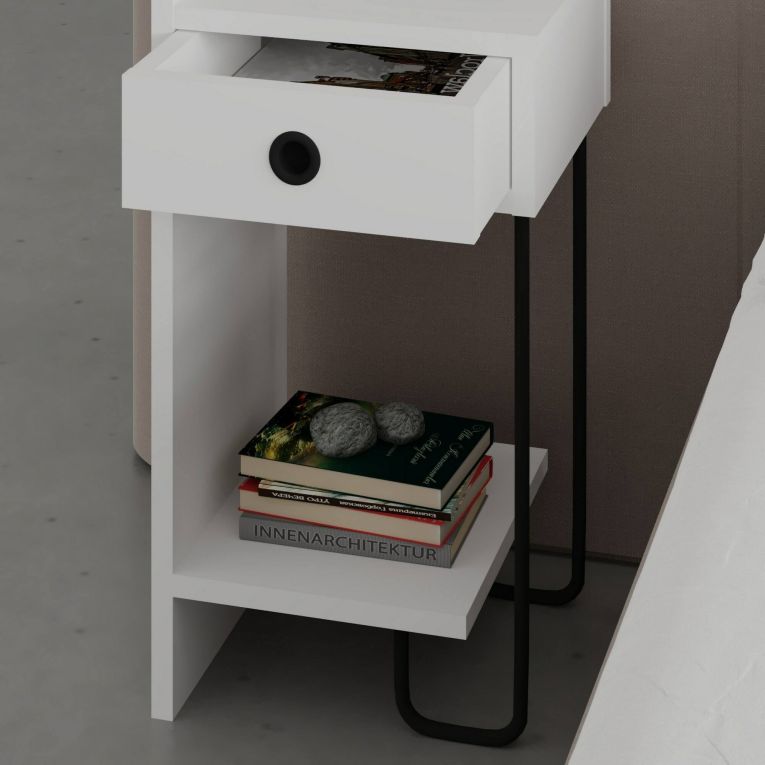 Comodino moderno bianco 32x30x61h cm - Cedro