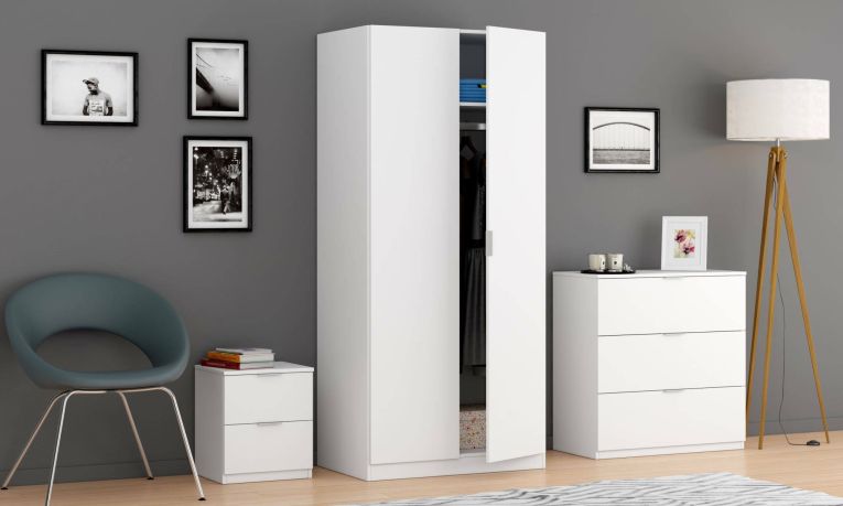 Comodino moderno bianco 38x33x45h cm - Artiglio