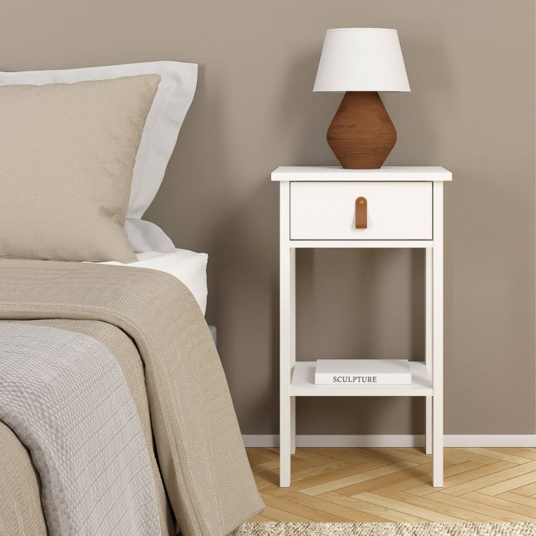 Comodino moderno bianco 40x34x70h cm - Inday