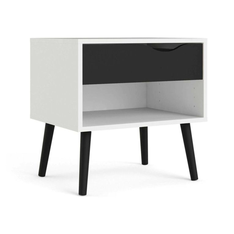 Comodino moderno bianco e nero 50x39x49h cm - Lucina