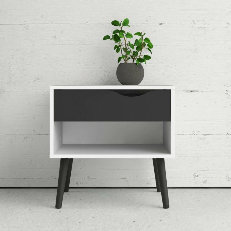 Comodino moderno bianco e nero 50x39x49h cm - Lucina