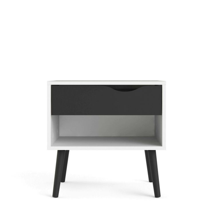 Comodino moderno bianco e nero 50x39x49h cm - Lucina