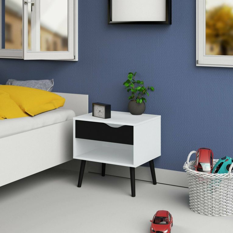 Comodino moderno bianco e nero 50x39x49h cm - Lucina