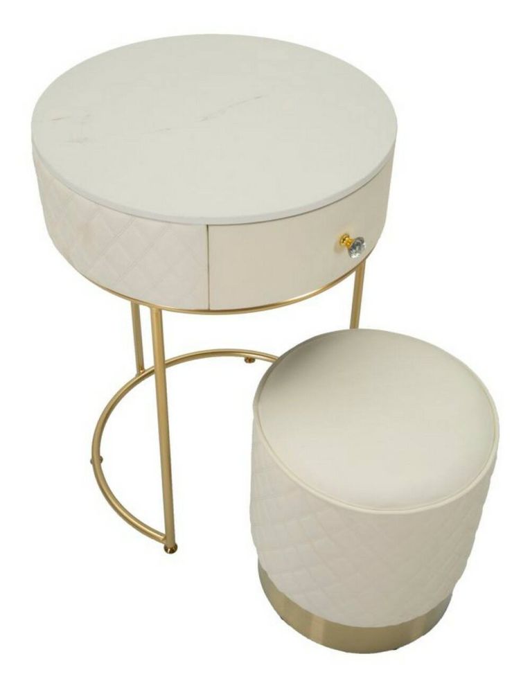 Comodino moderno bianco e oro 52x52x70h cm - Consolle Miscano