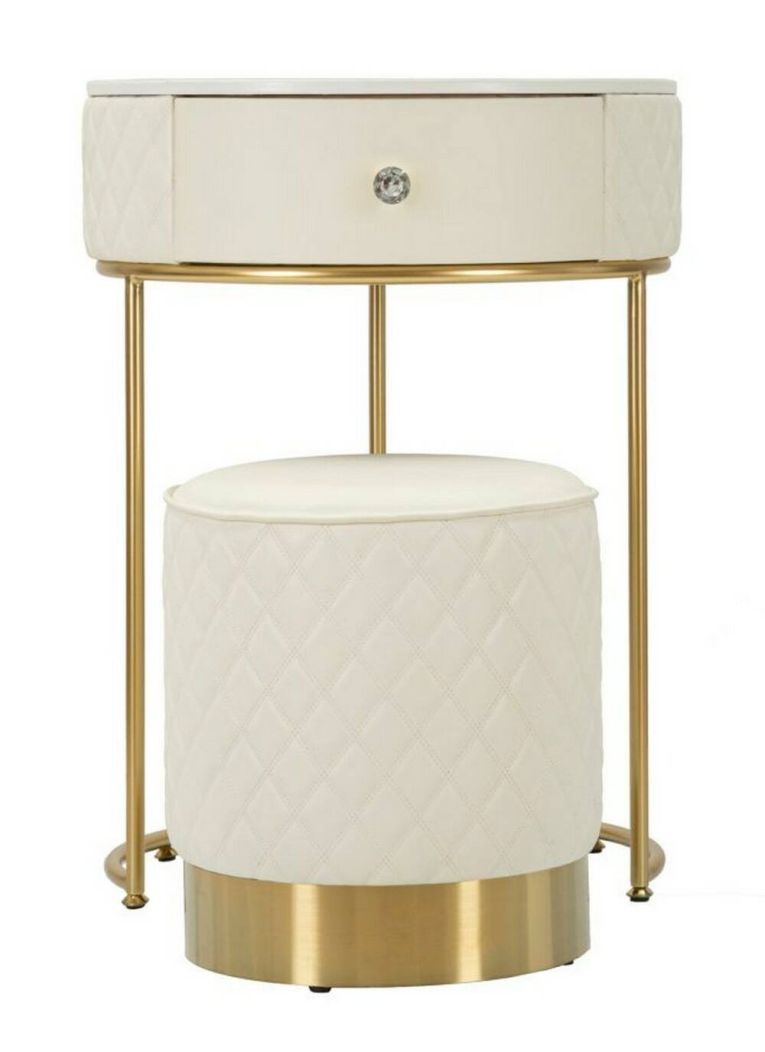 Comodino moderno bianco e oro 52x52x70h cm - Consolle Miscano
