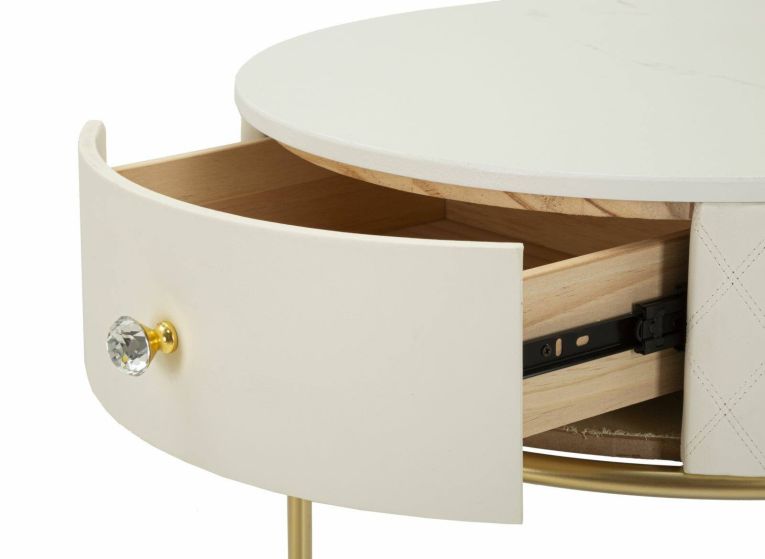 Comodino moderno bianco e oro 52x52x70h cm - Consolle Miscano