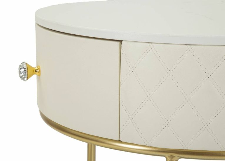 Comodino moderno bianco e oro 52x52x70h cm - Consolle Miscano