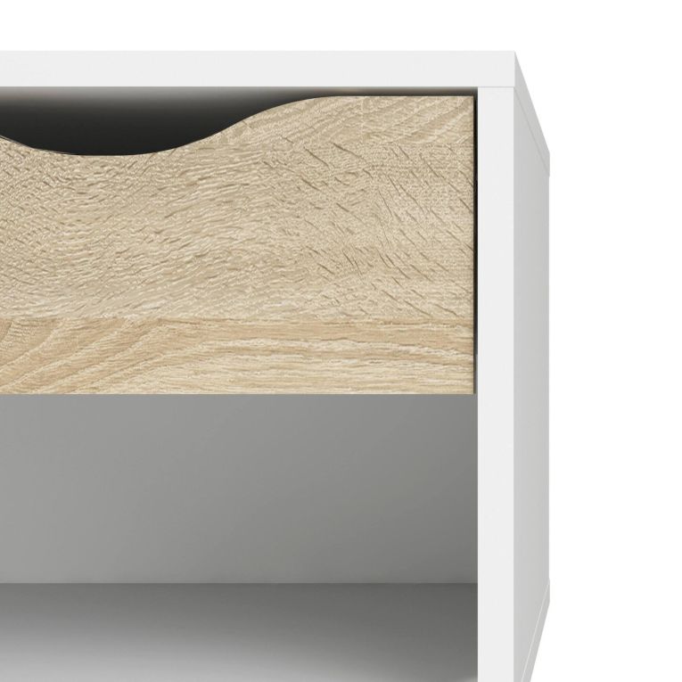 Comodino moderno bianco e quercia 50x39x49h cm - Lucina