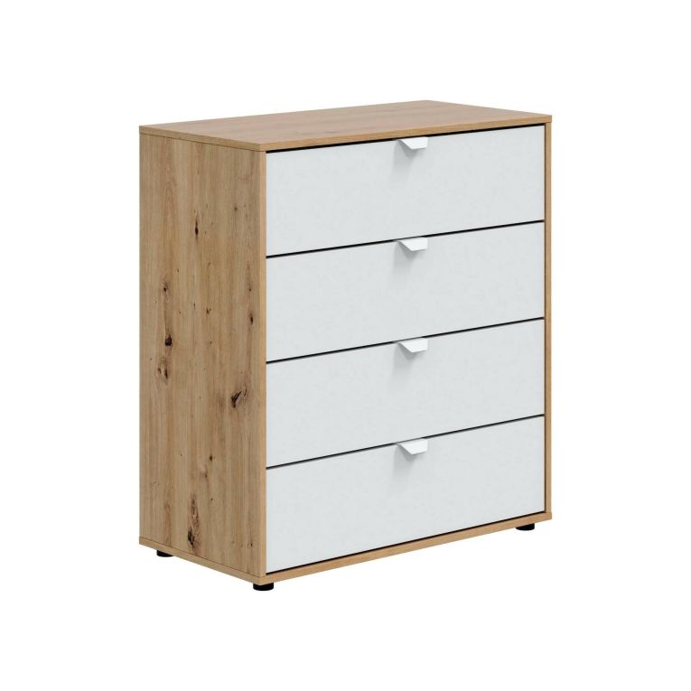 Comodino moderno bianco e rovere nodi 77x40x86h cm - Spinello