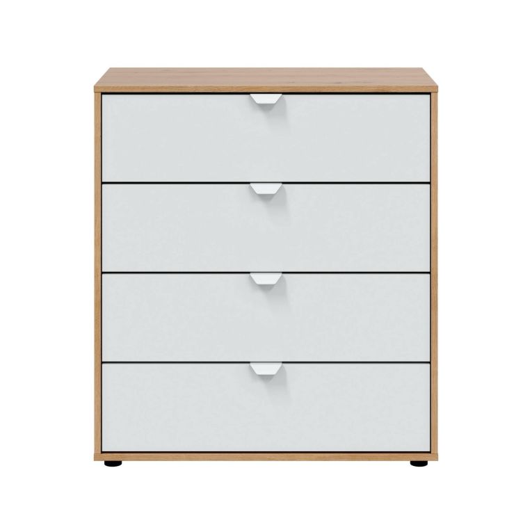 Comodino moderno bianco e rovere nodi 77x40x86h cm - Spinello
